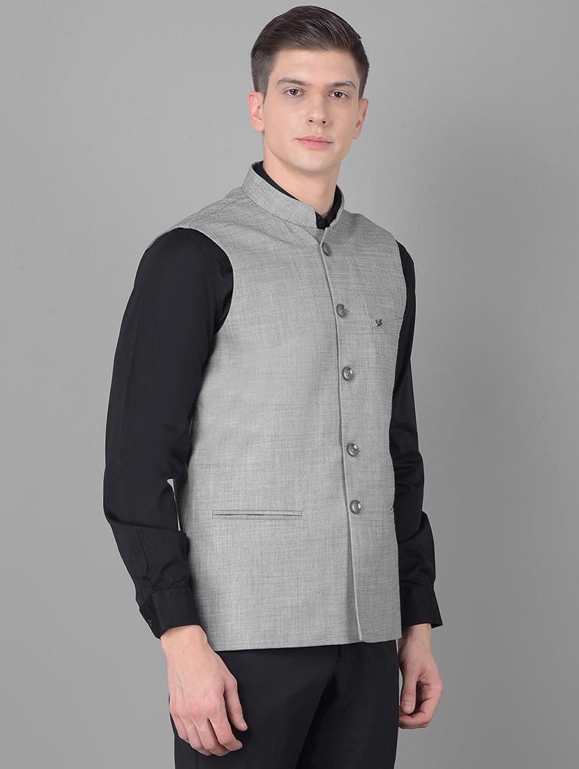 men grey linen classic waist coat - 20455029 - Standard Image - 2