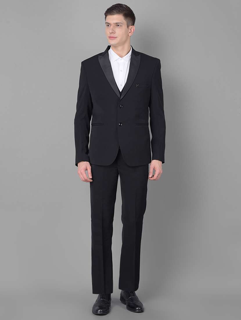 men black polyester 3-piece suit