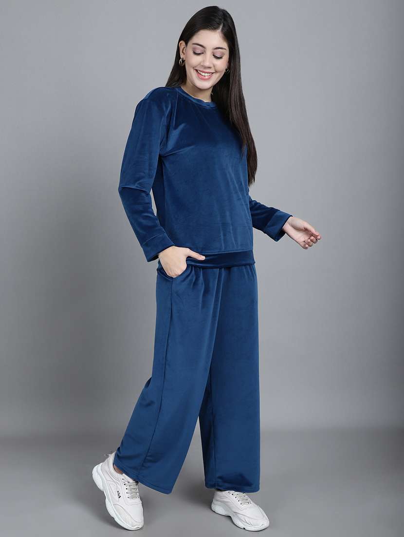blue solid pyjama nightwear set - 20458011 -  Standard Image - 2