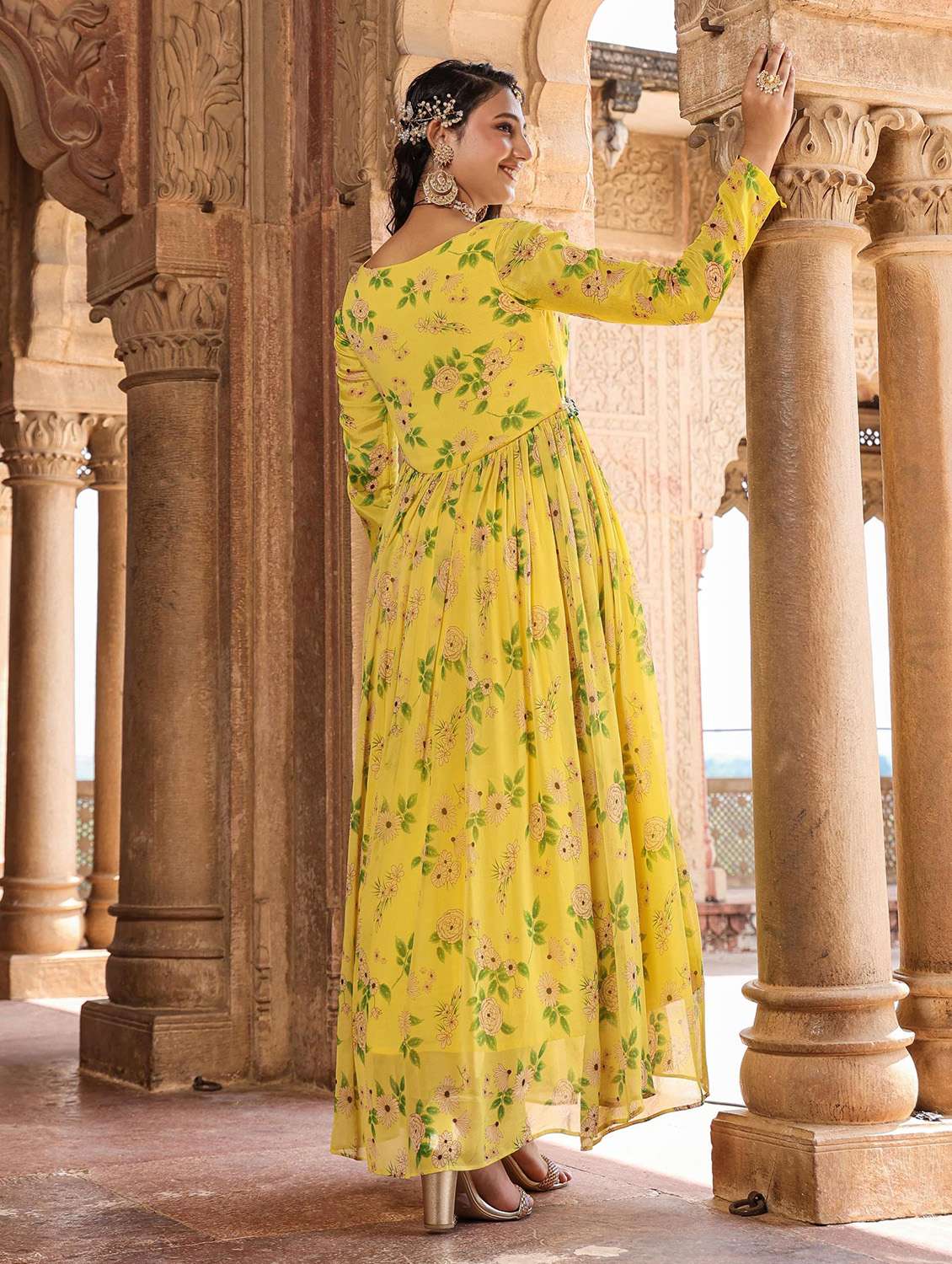 Buy online Women Yellow V Neck Empire Line Dress from ethnic wear for Women  by Scakhi for 3329 at 70% off | 2026 Limeroad.com
