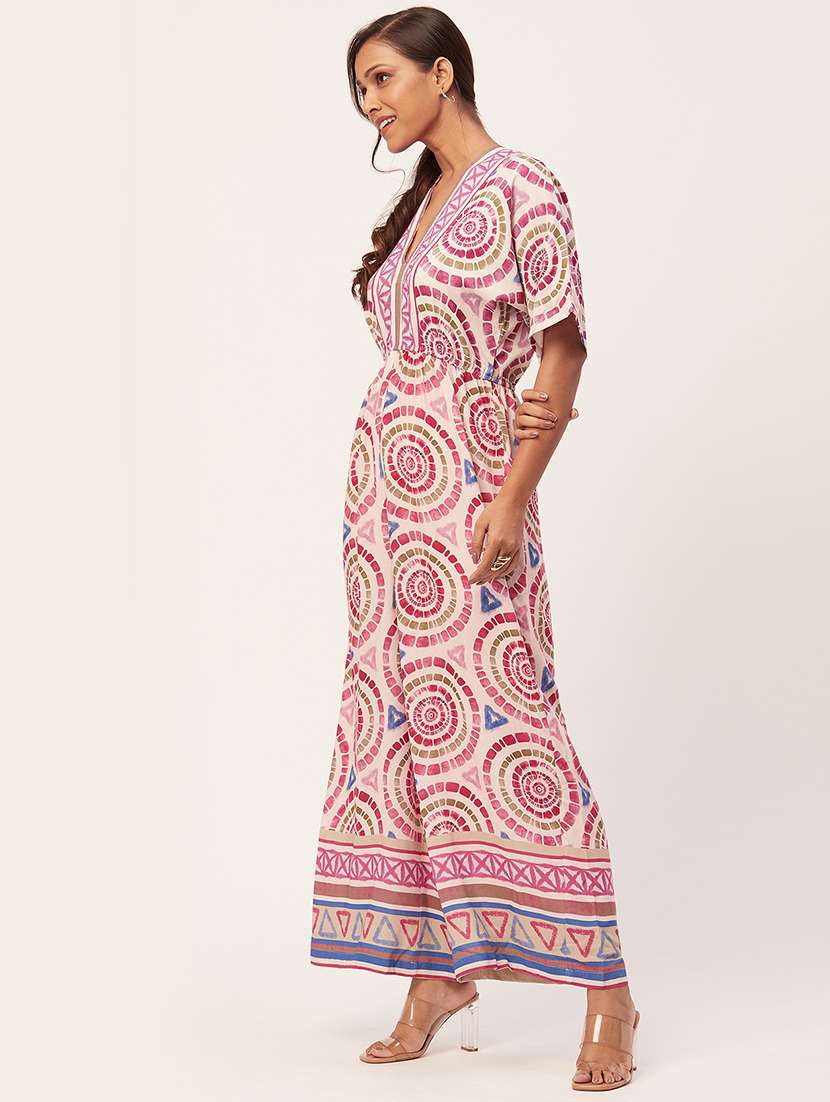 Pink Printed Full Lengtrh Jumpsuit - 20458248 -  Standard Image - 2