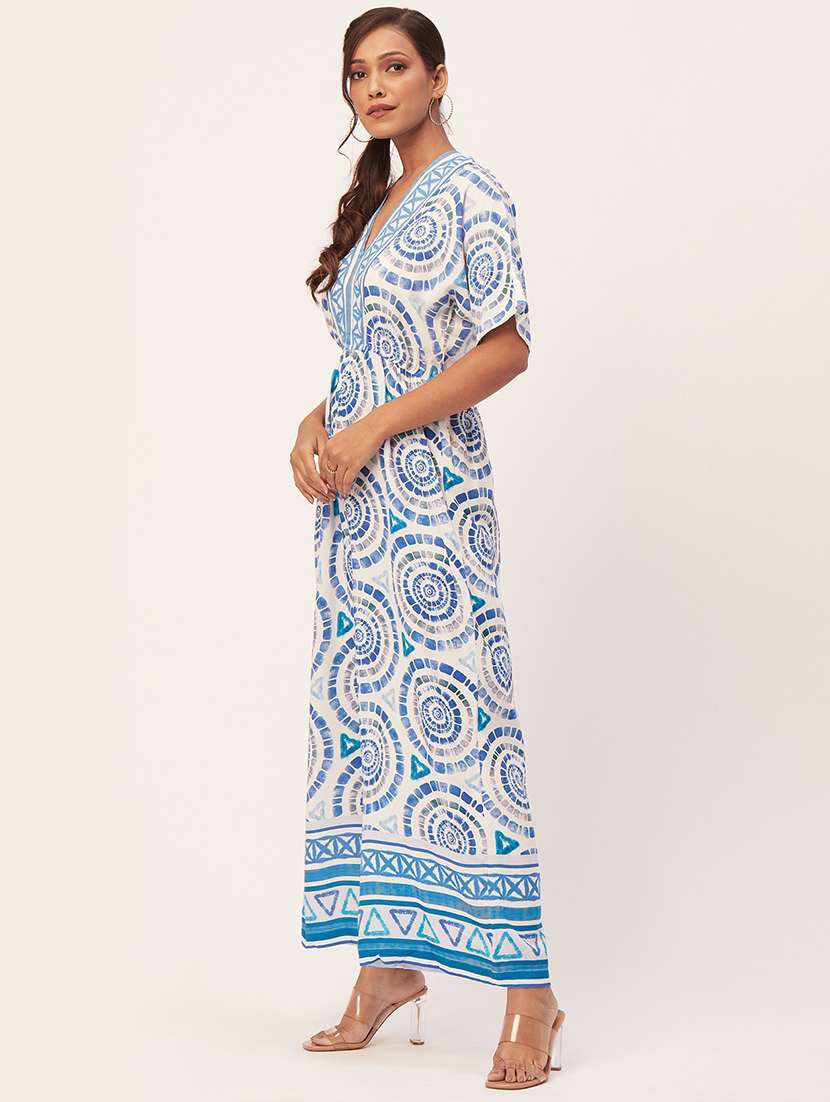 blue printed full length jumpsuit - 20458250 -  Standard Image - 2