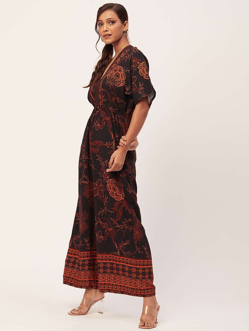 black floral print full length jumpsuit - 20458251 -  Standard Image - 2