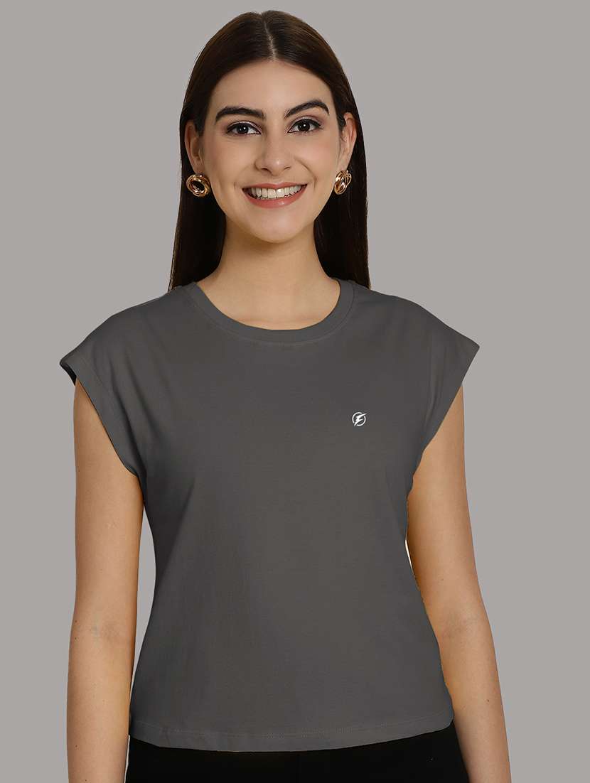 women's plain round neck t-shirt - 20458350 - Zoom Image - 0