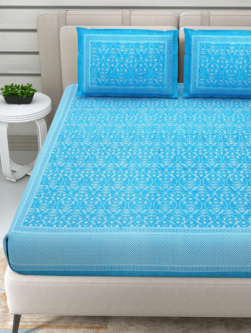 jaipuri hand printed double bedsheet with two pillow covers - 20458737 - Standard Image - 2