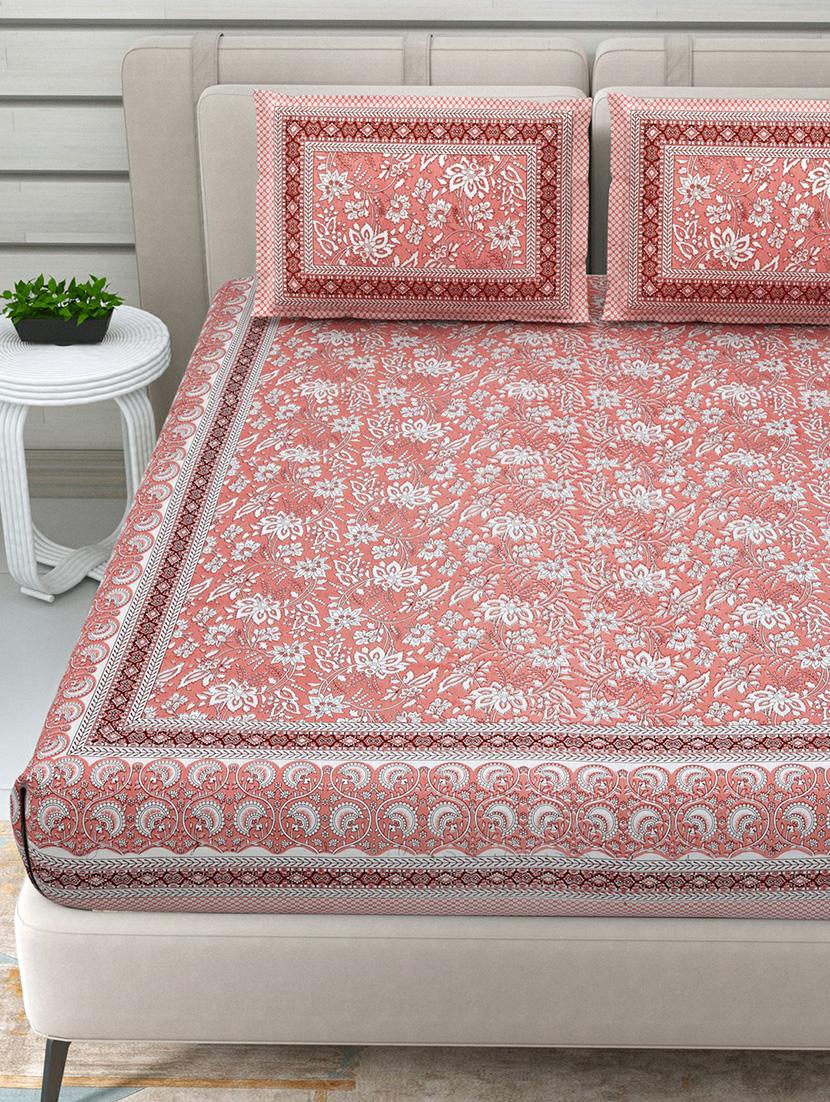 jaipuri hand printed double bedsheet with two pillow covers - 20458743 - Standard Image - 2