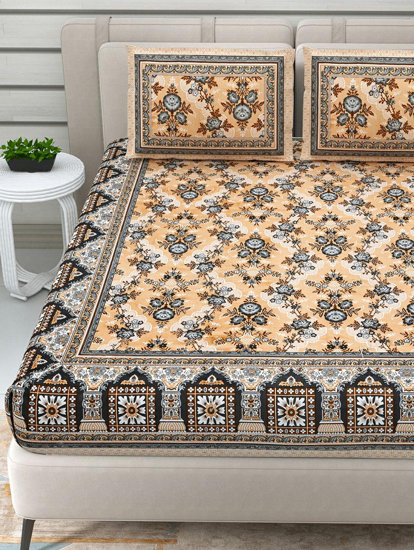 jaipuri hand printed double bedsheet with two pillow covers - 20458776 - Standard Image - 2
