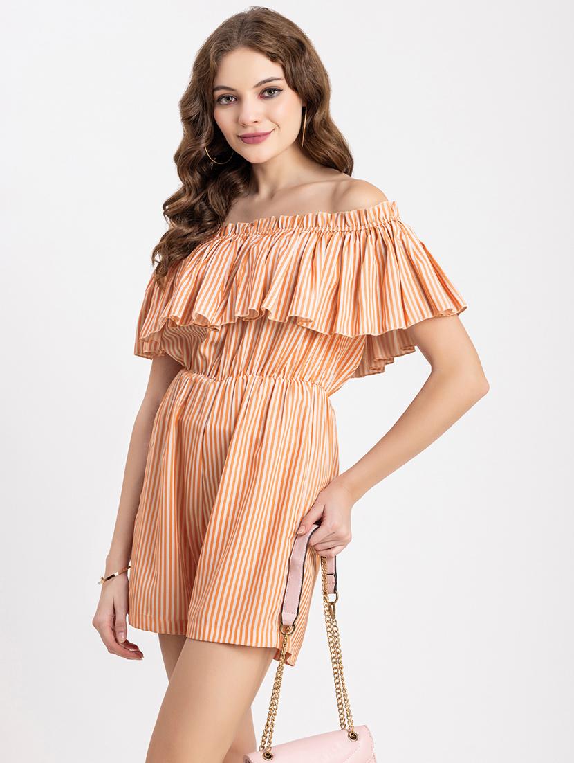 orange and white stripes romper - 20459162 - Standard Image - 2