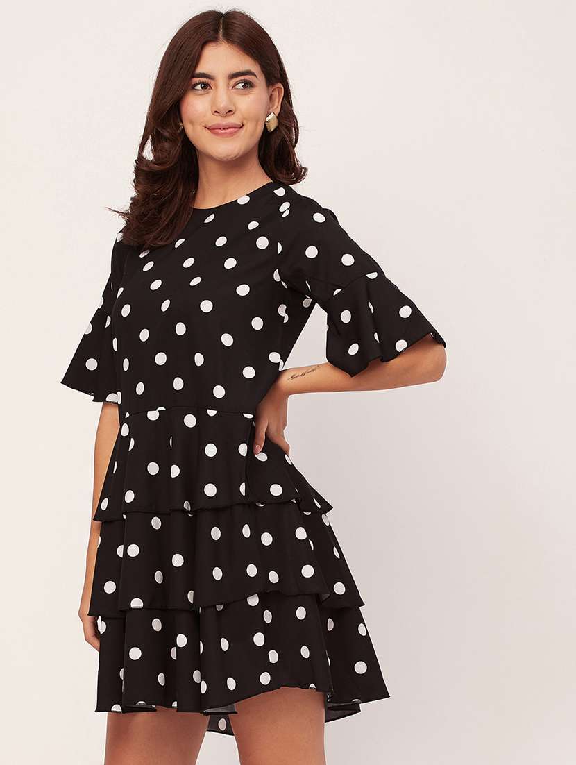 black polka dots layered dress - 20459346 -  Standard Image - 2
