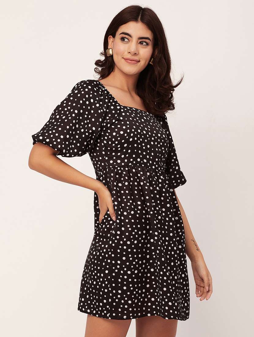 black polka dots a-line dress - 20459347 -  Standard Image - 2