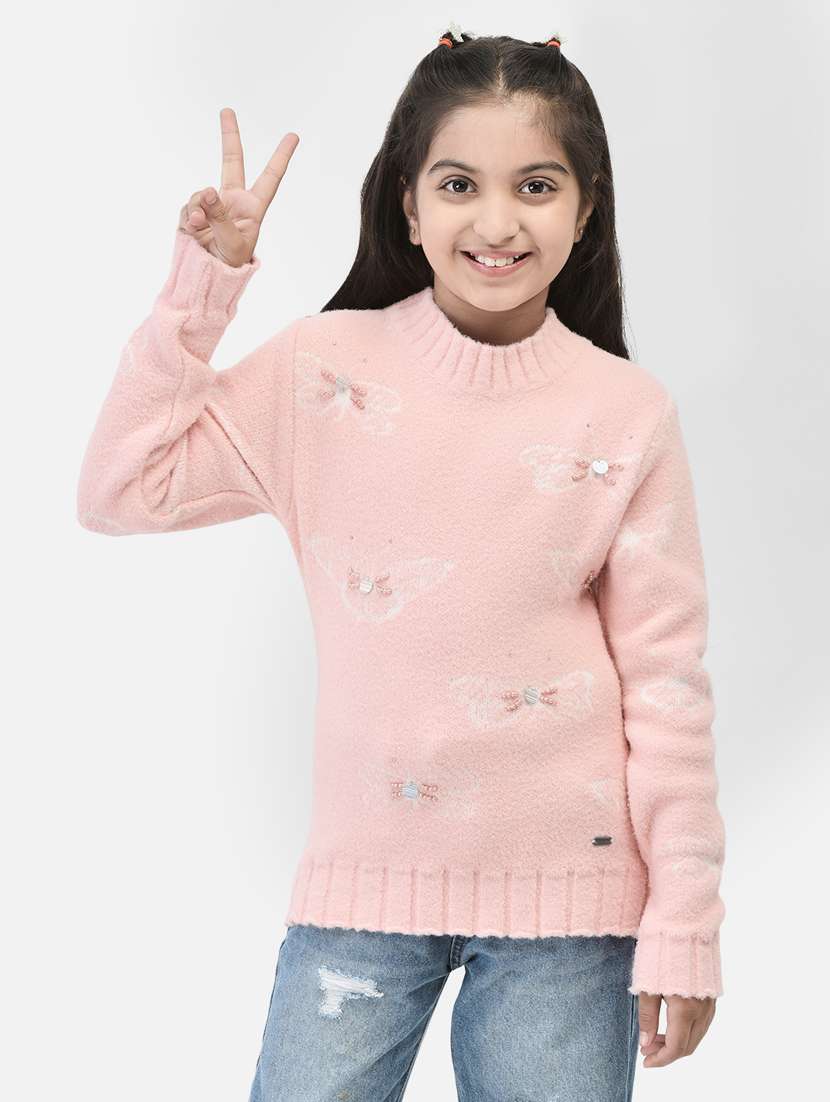 girls printed embellished pullover