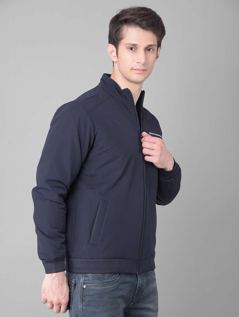 Men Navy Blue Nylon Casual Jacket - 20459450 -  Standard Image - 2