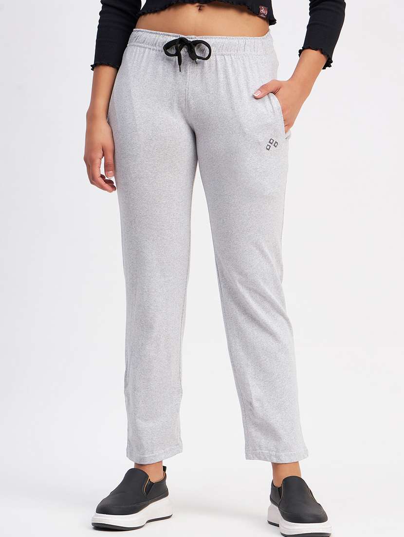 women solid cotton track pant