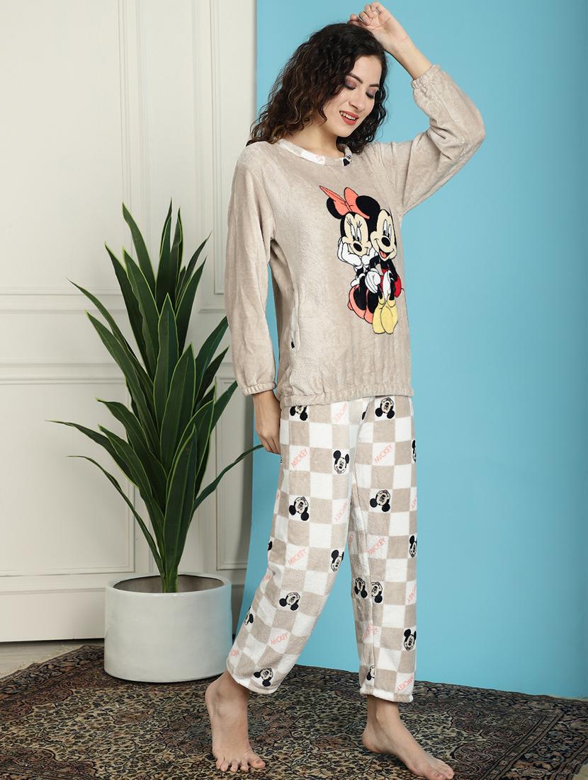 taupe graphic print pyjama nightwear set - 20467781 - Standard Image - 2