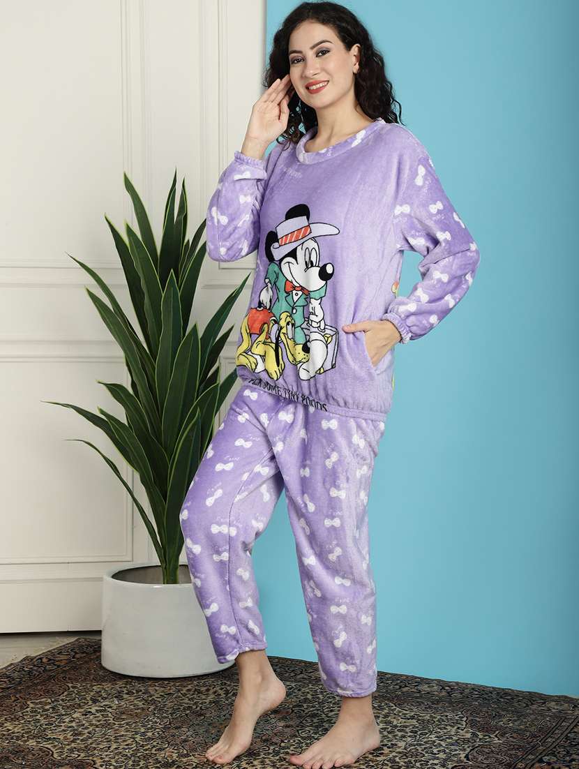 lavender graphic print pyjama nightwear set - 20467782 - Standard Image - 2