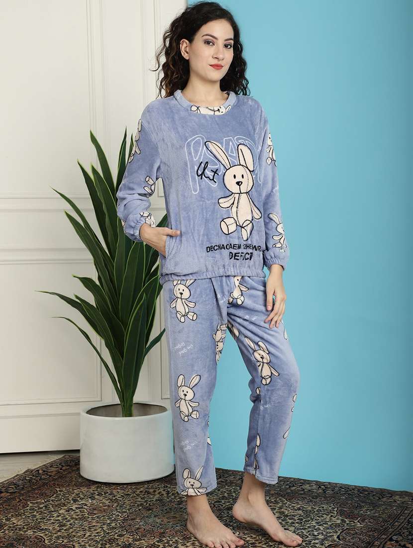 blue graphic print pyjama nightwear set - 20467784 -  Standard Image - 2