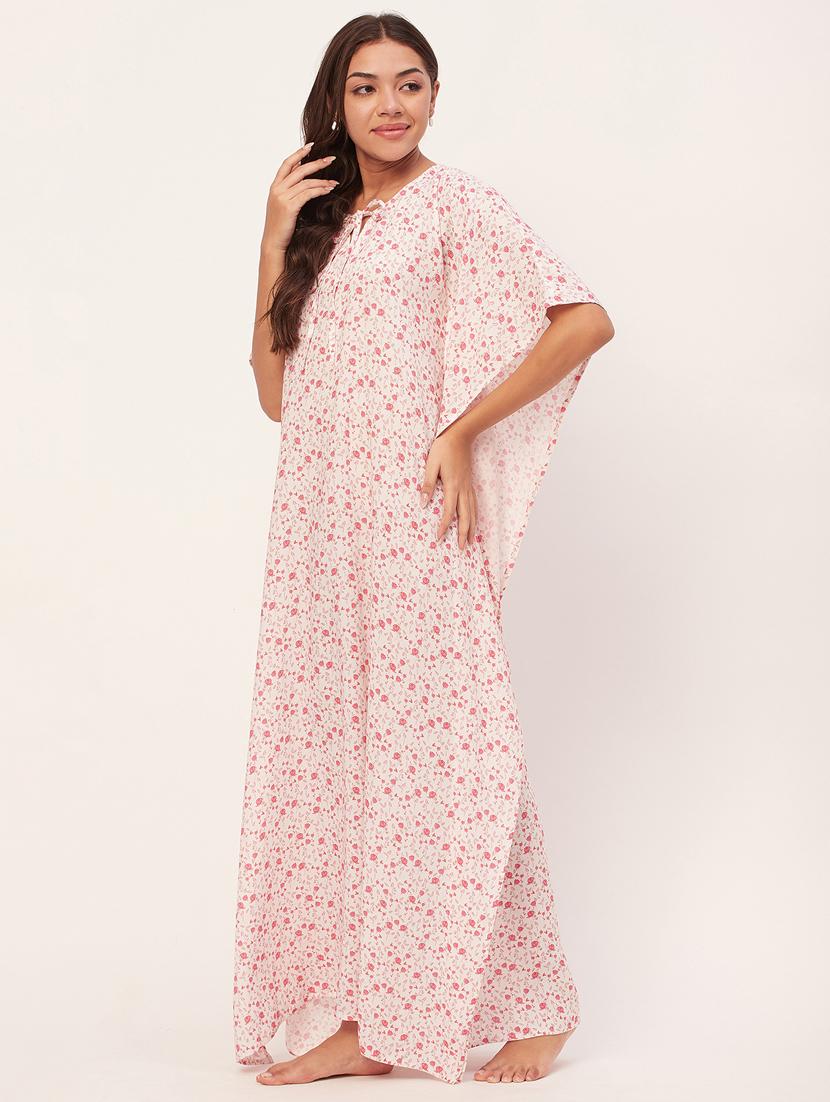 optic white floral print maxi nighty - 20468213 - Standard Image - 2