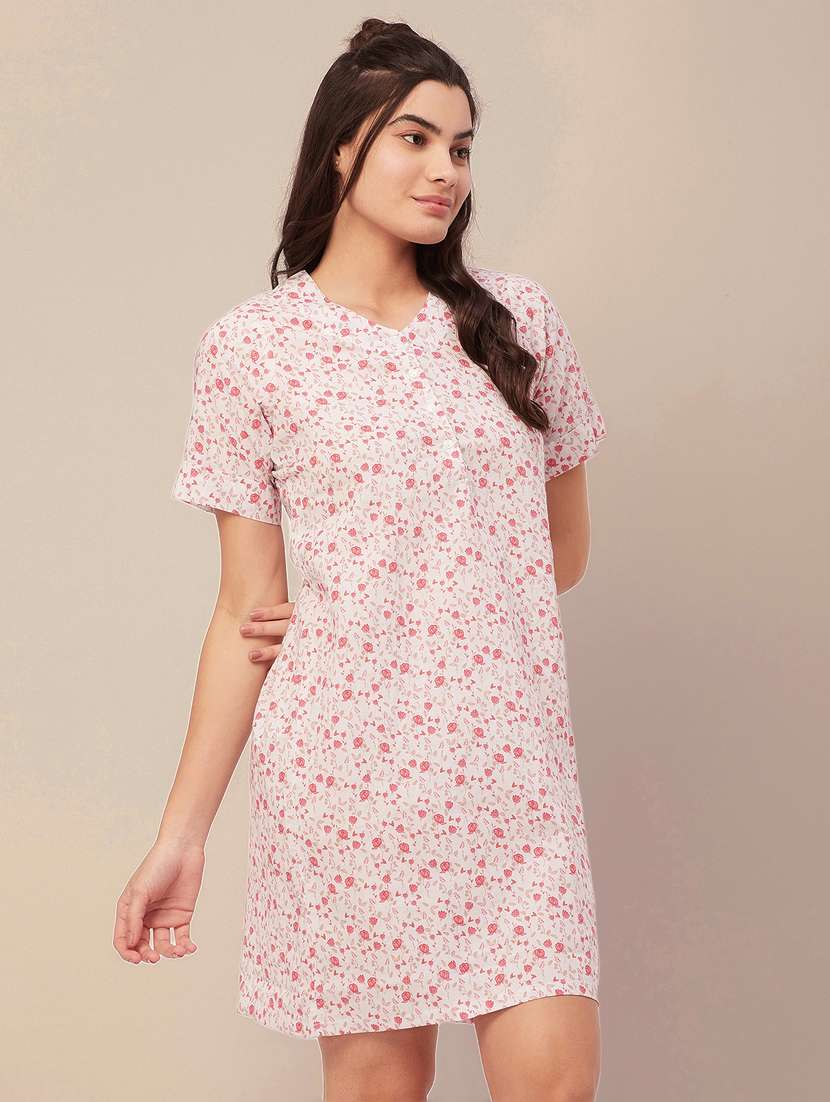 white floral print sleepshirt  - 20468224 -  Standard Image - 2