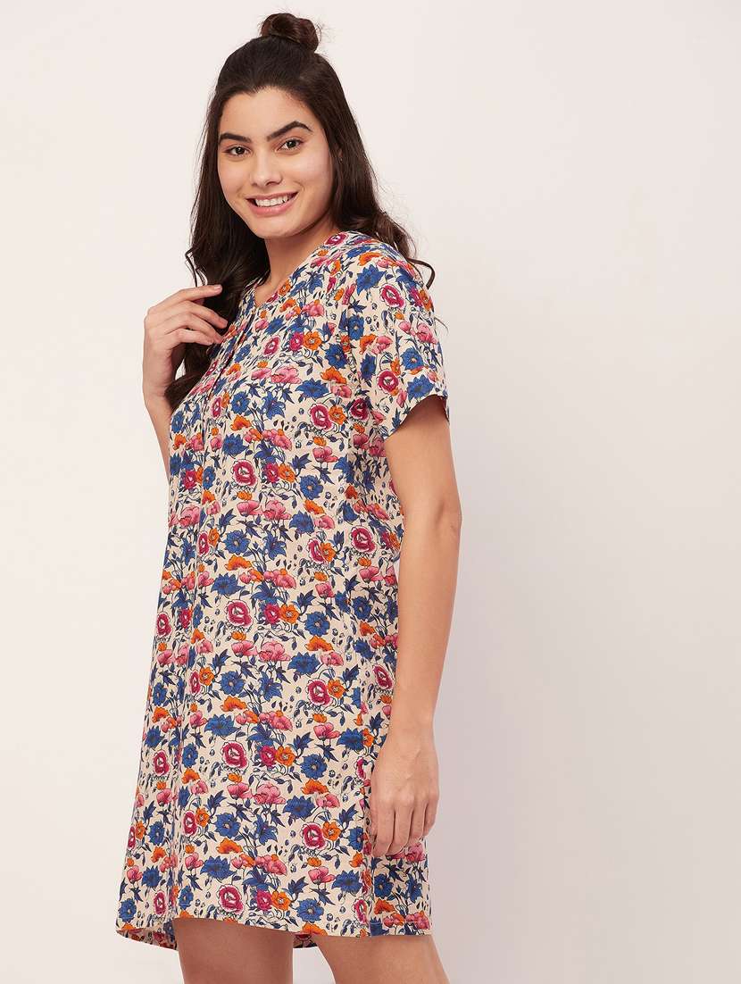 optic white floral printed sleepshirt  - 20468225 -  Standard Image - 2