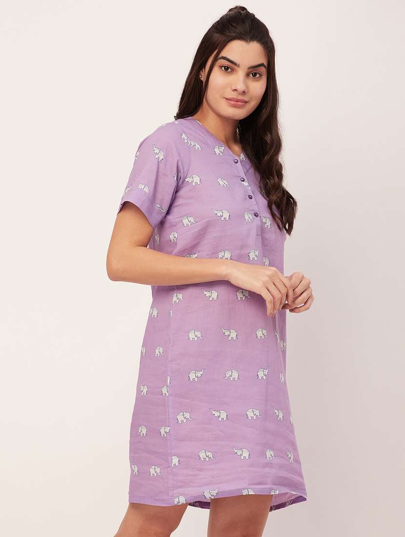 lavender quriky print sleepshirt  - 20468229 -  Standard Image - 2