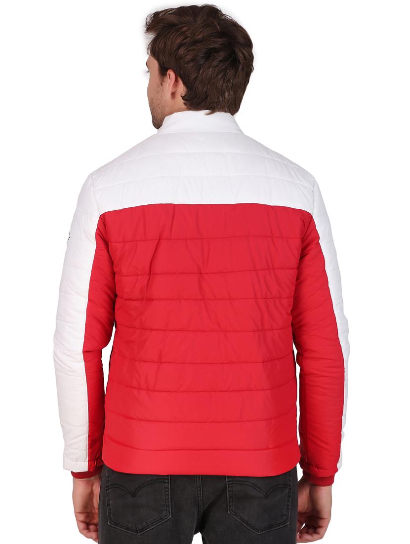 men color block red polyester casual jacket - 20468257 - Standard Image - 2
