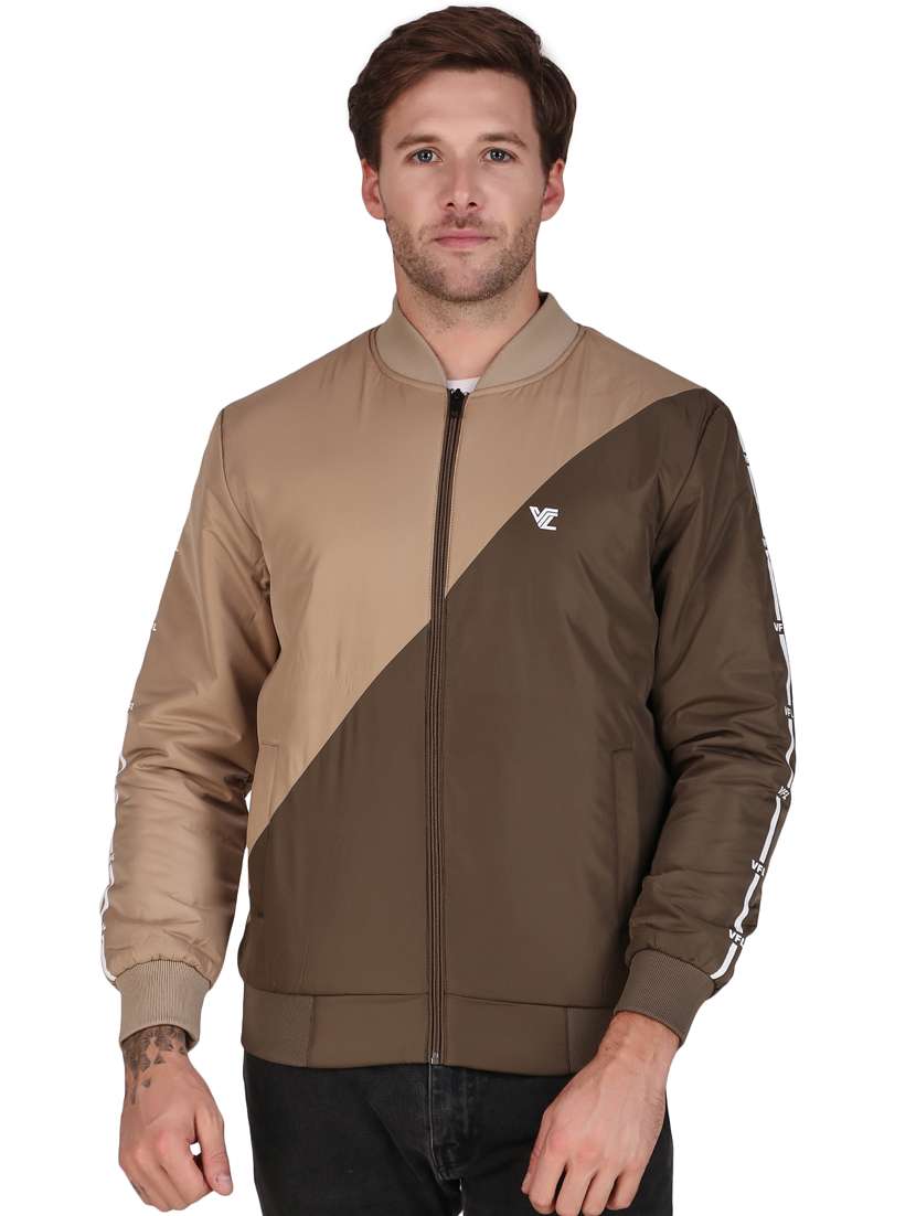 men color block multi colored polyester casual jacket