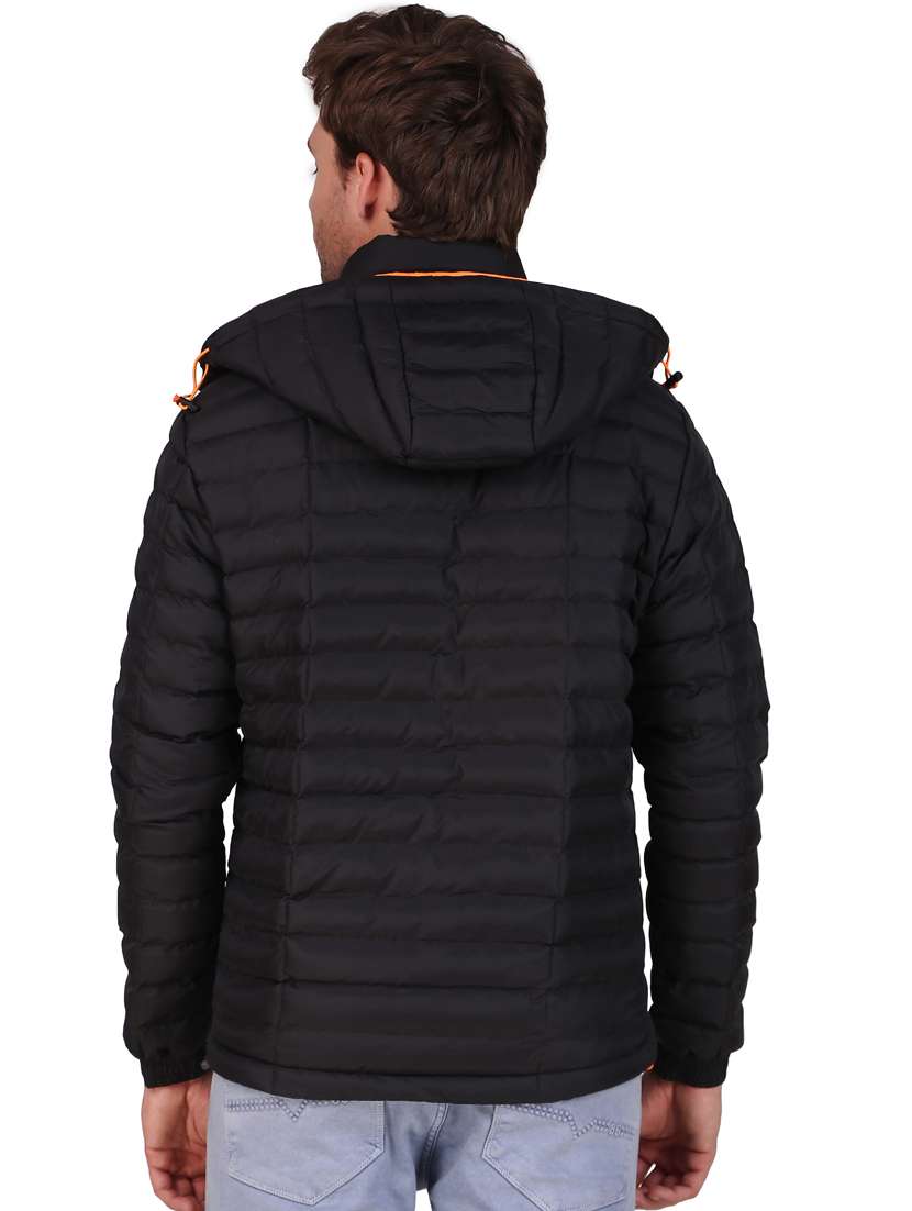 men solid black long sleeve quilted jacket - 20468292 -  Standard Image - 2
