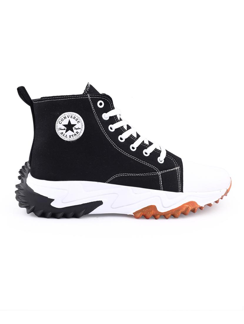 men solid black lace up sneaker - 20468322 - Standard Image - 2