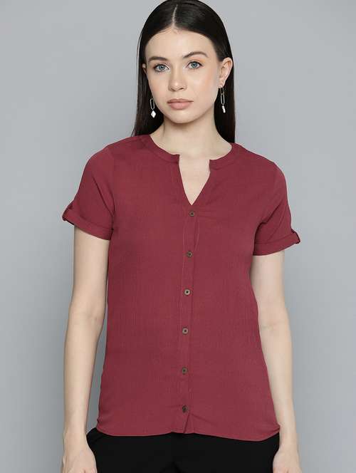 women red polyester formal shirt - 20468743 -  Standard Image - 0