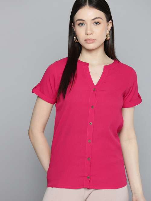 women pink polyester formal shirt - 20468744 -  Standard Image - 0