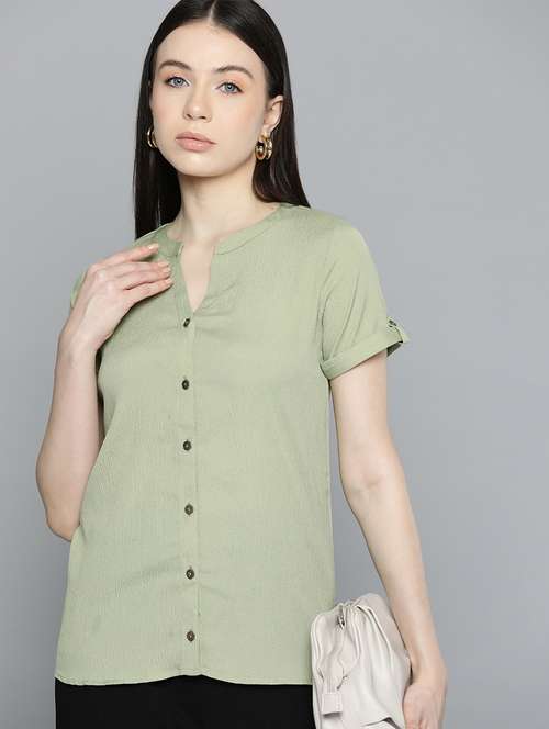 women green polyester formal shirt - 20468745 -  Standard Image - 0