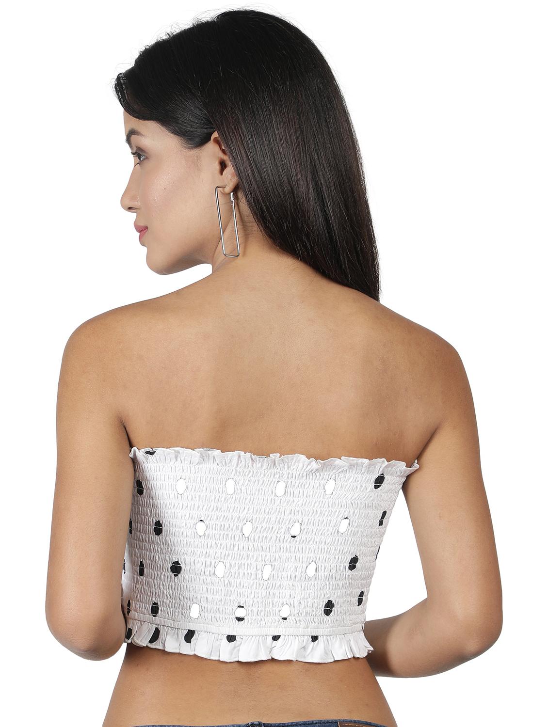 white polka doted smocked tube top - 20469154 - Standard Image - 2