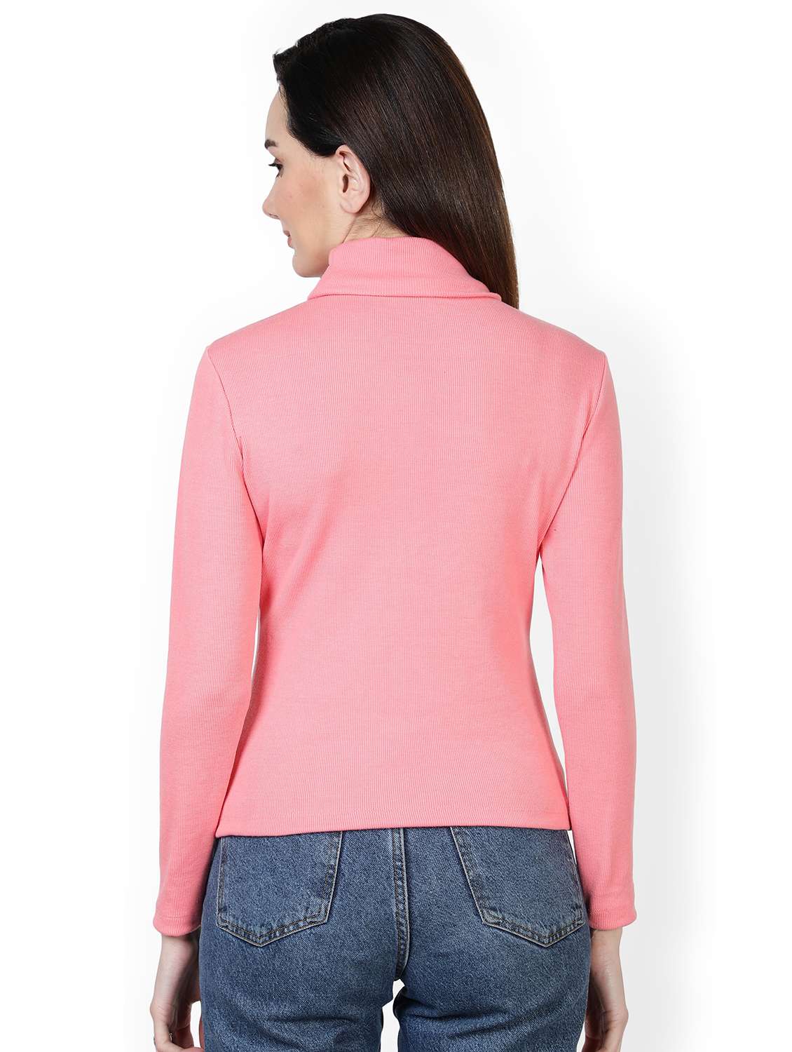 pink solid high neck regular top - 20469246 - Standard Image - 2