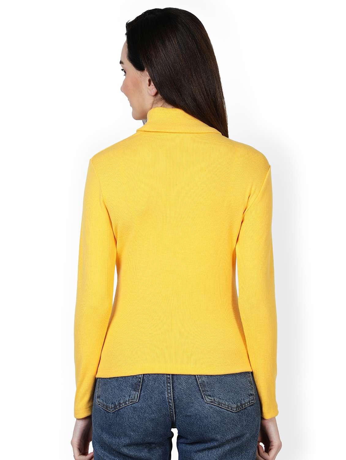 yellow solid high neck regular top - 20469251 - Standard Image - 2