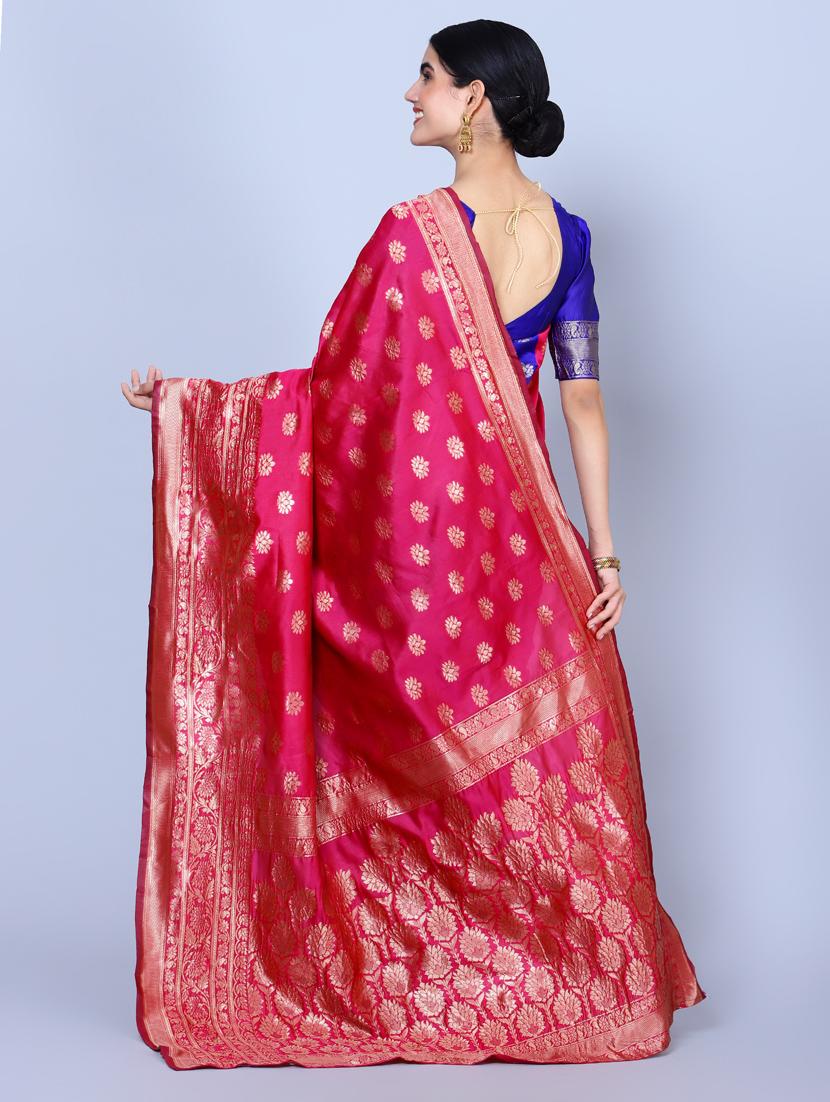 women's self design pink colored saree with blouse - 20469373 - Standard Image - 2