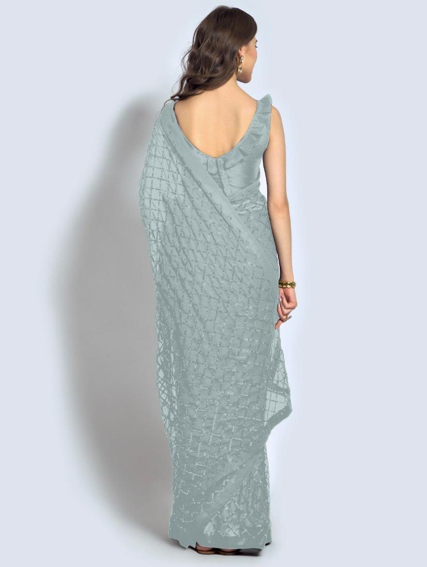 grey embellished saree - 20469387 - Standard Image - 2
