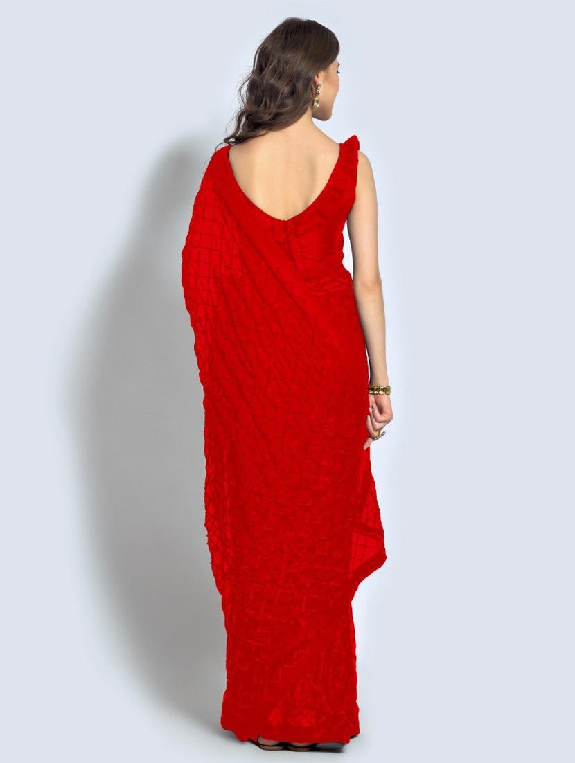 red embellished saree with blouse - 20469389 - Standard Image - 2