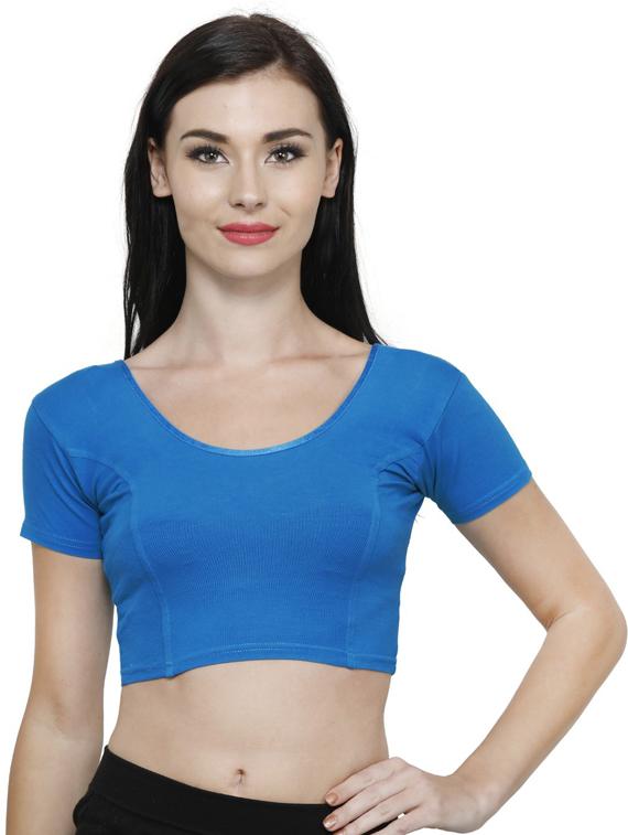 women light blue solid stitched blouse - 20469667 - Standard Image - 2