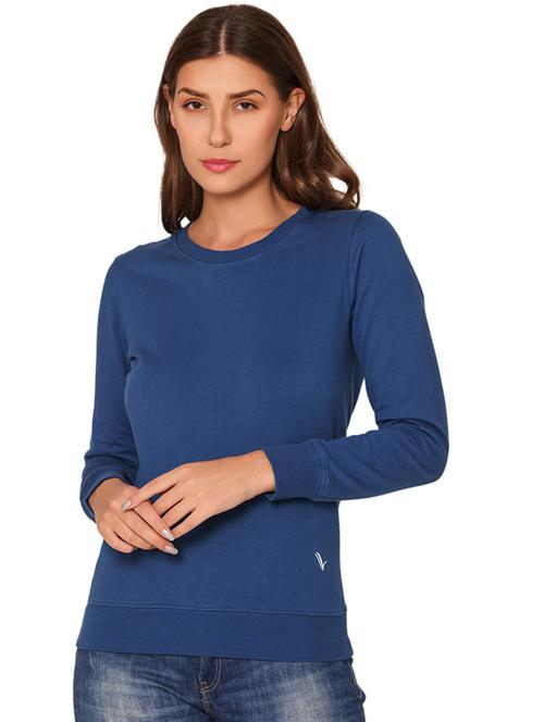 blue solid regular sweatshirt - 20469907 -  Standard Image - 0