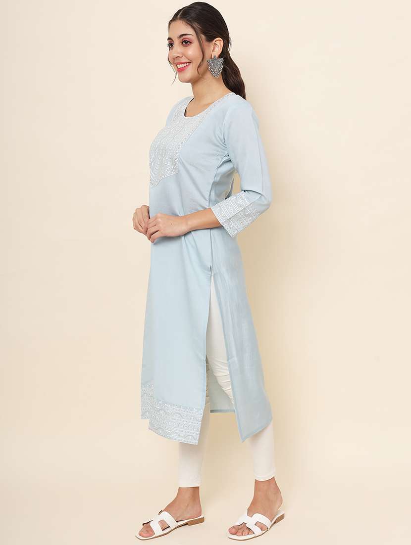 women embroidered straight kurta - 20470414 -  Standard Image - 2