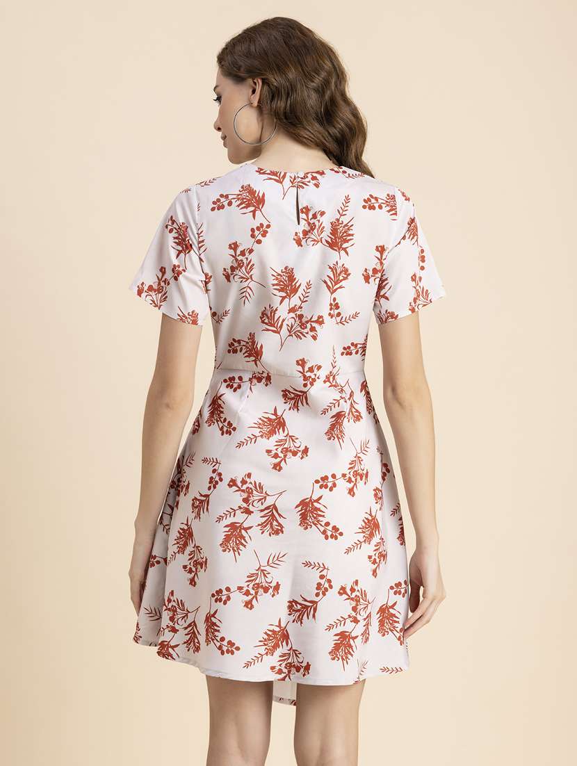 white floral print asymmetric dress - 20473192 -  Standard Image - 2