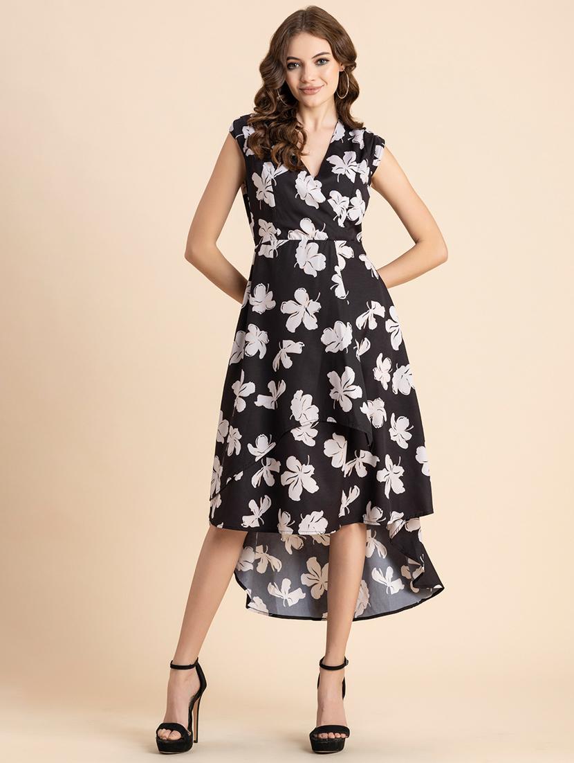 black floral print high low dress - 20473193 - Zoom Image - 0