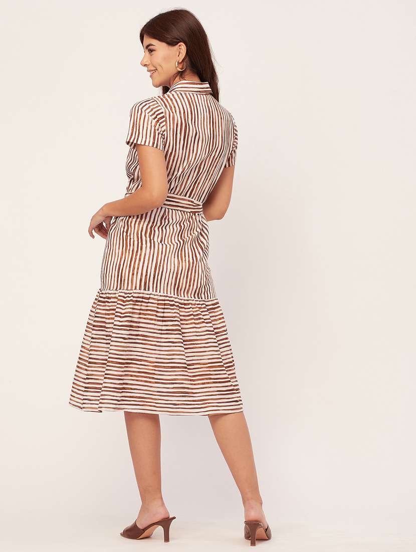brown stripes drop waist dress - 20473196 -  Standard Image - 2