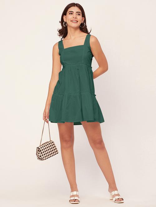 green solid fit & flare dress - 20473200 -  Standard Image - 0