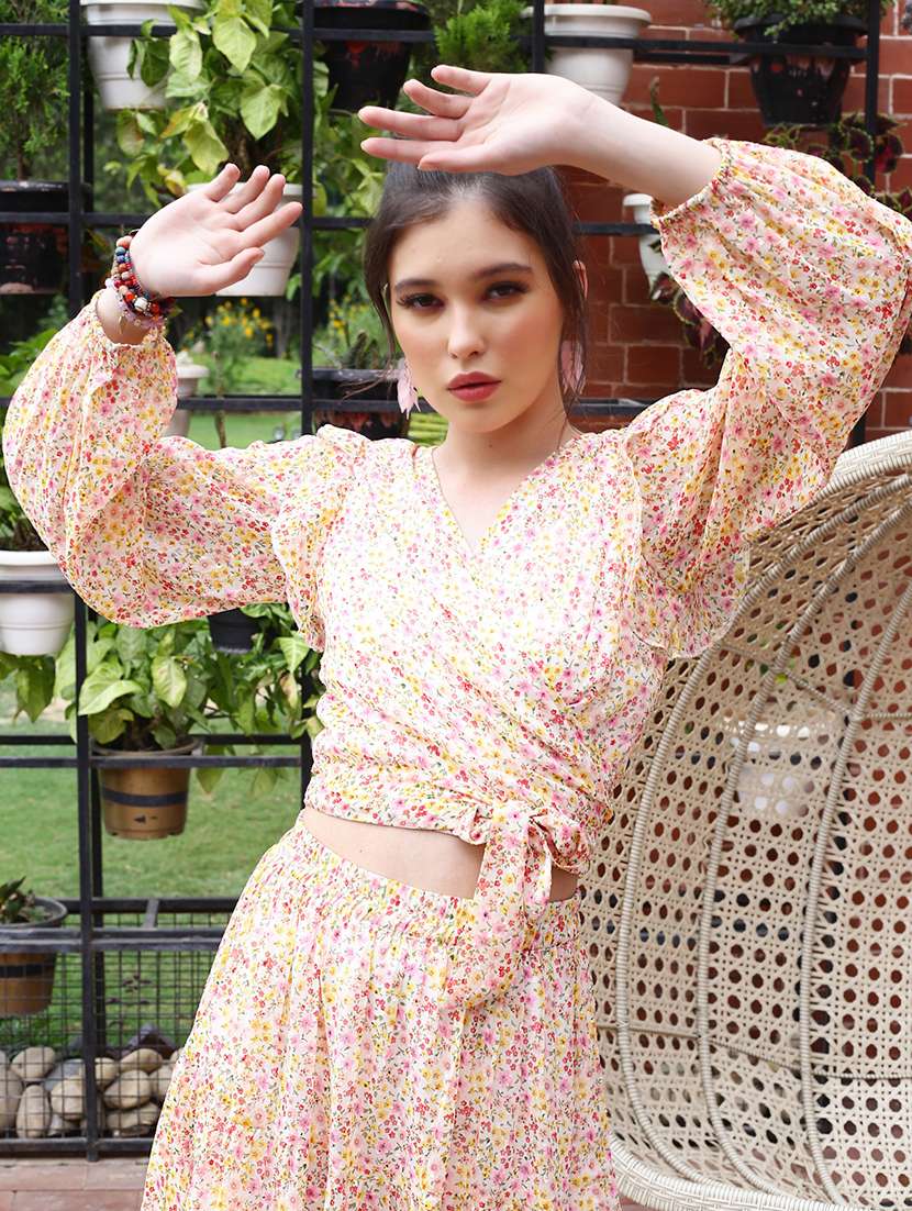 off white floral print crop top