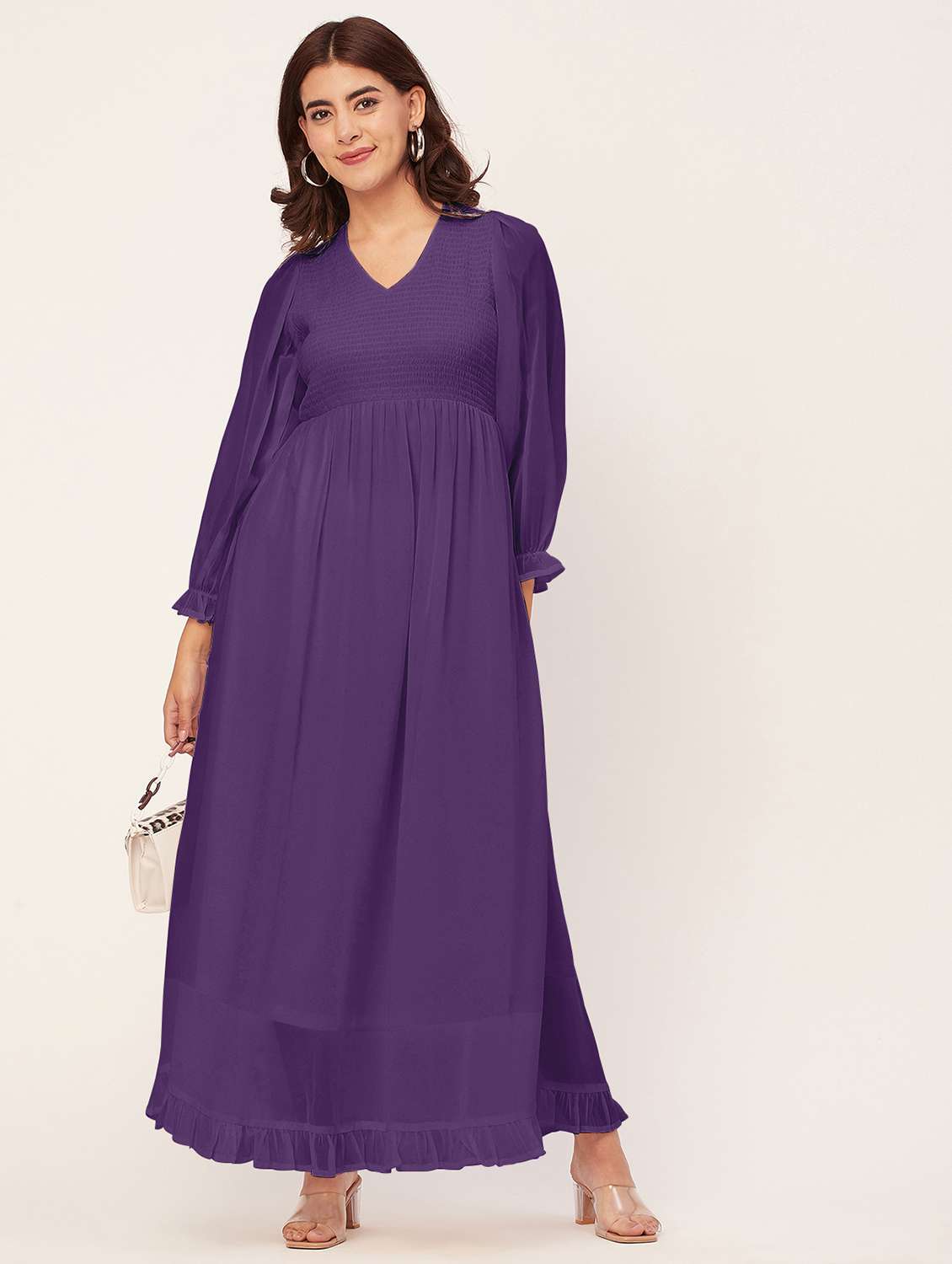 purple solid maxi dress - 20473232 -  Standard Image - 2