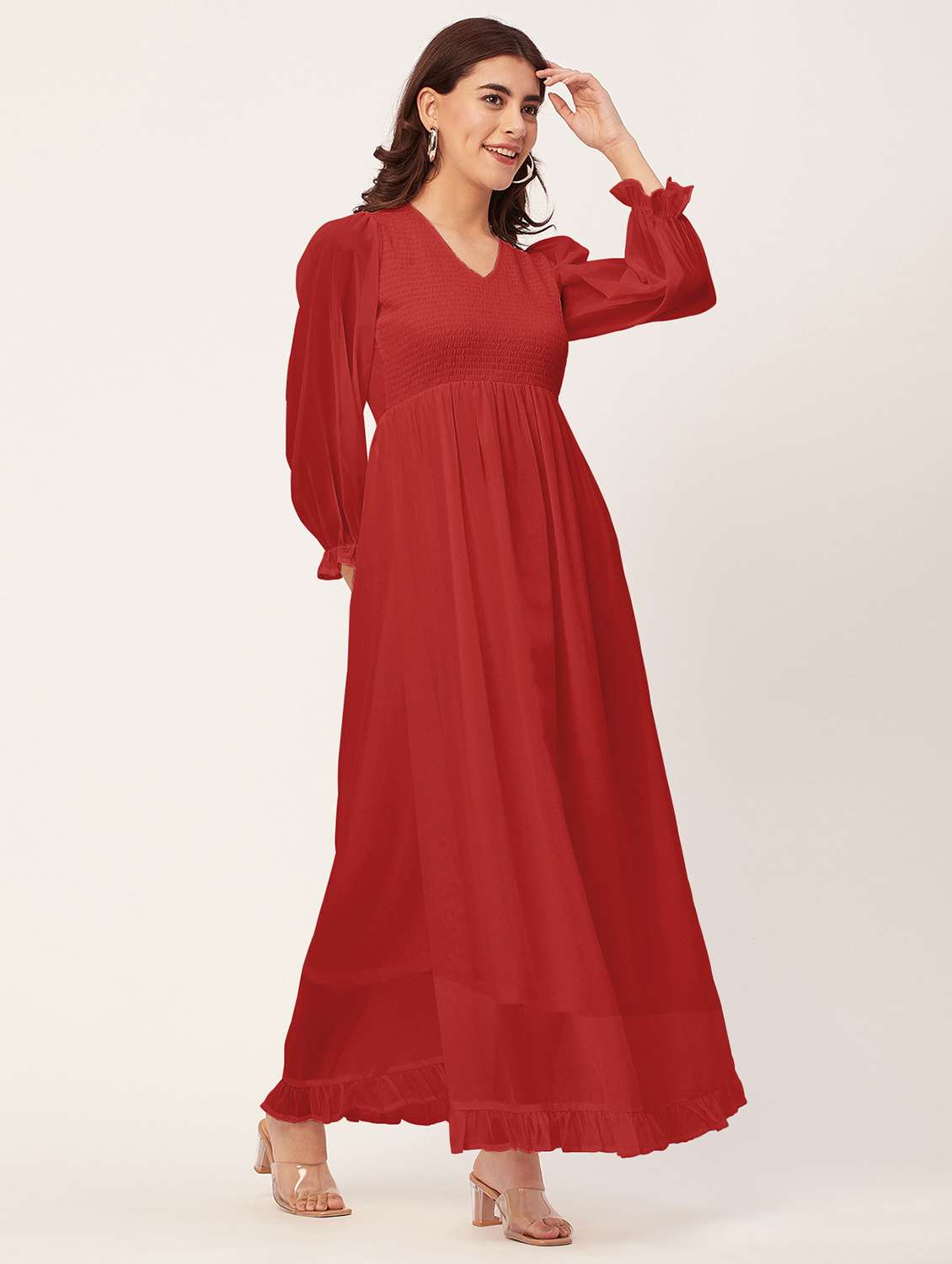 red solid maxi dress - 20473236 -  Standard Image - 2