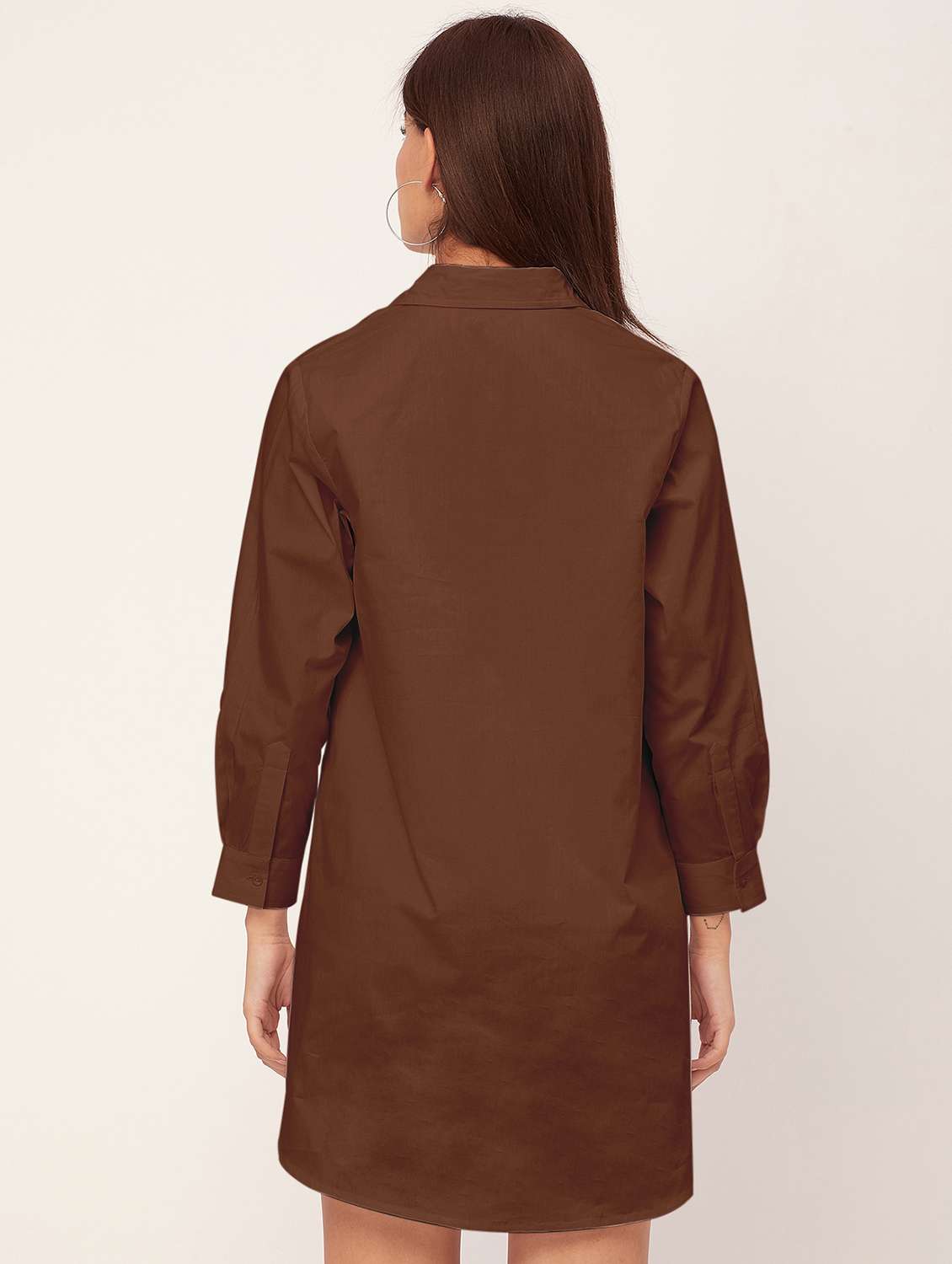 brown solid shirt dress - 20473250 -  Standard Image - 2