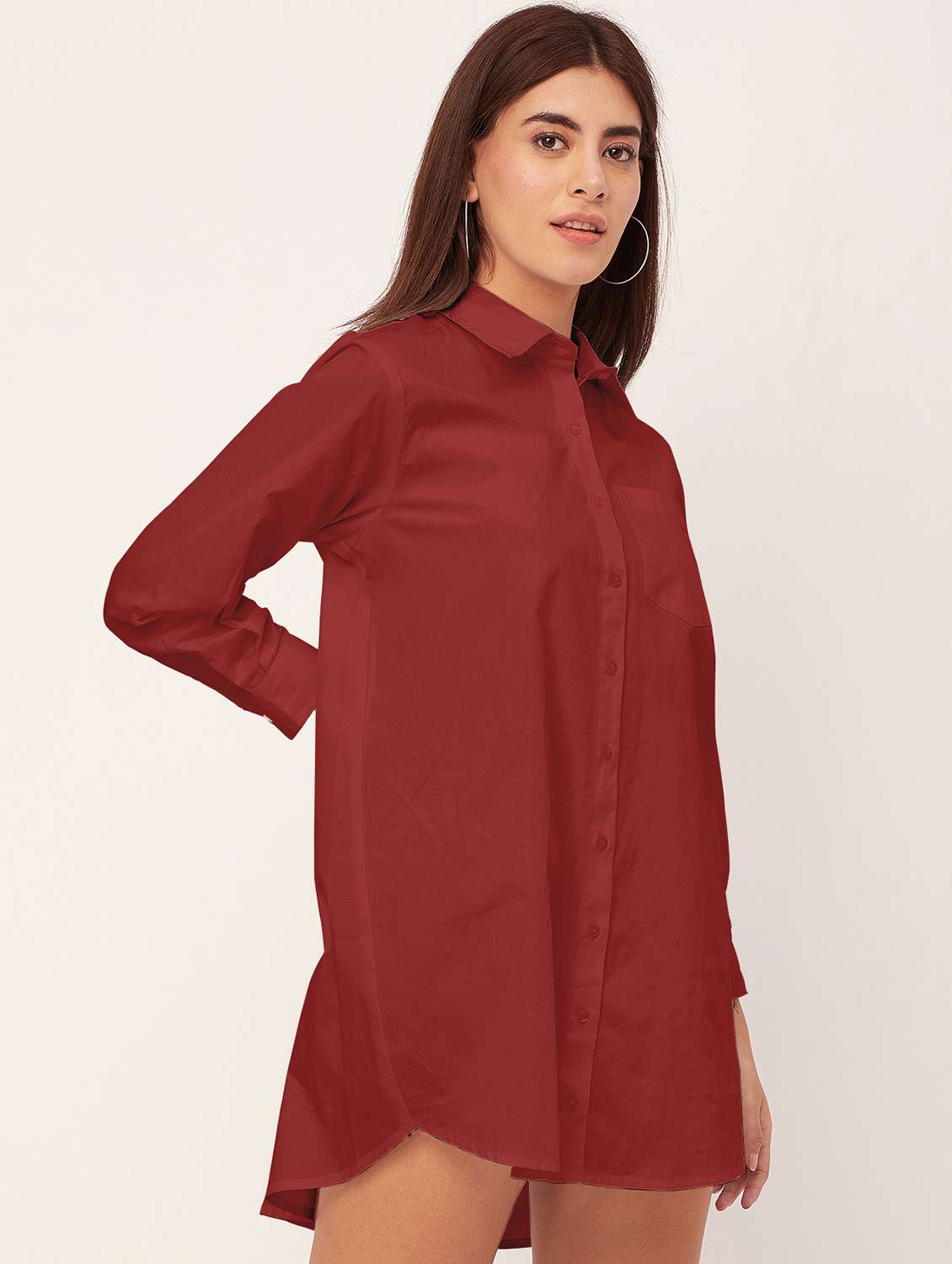 red solid shirt dress - 20473252 -  Standard Image - 2