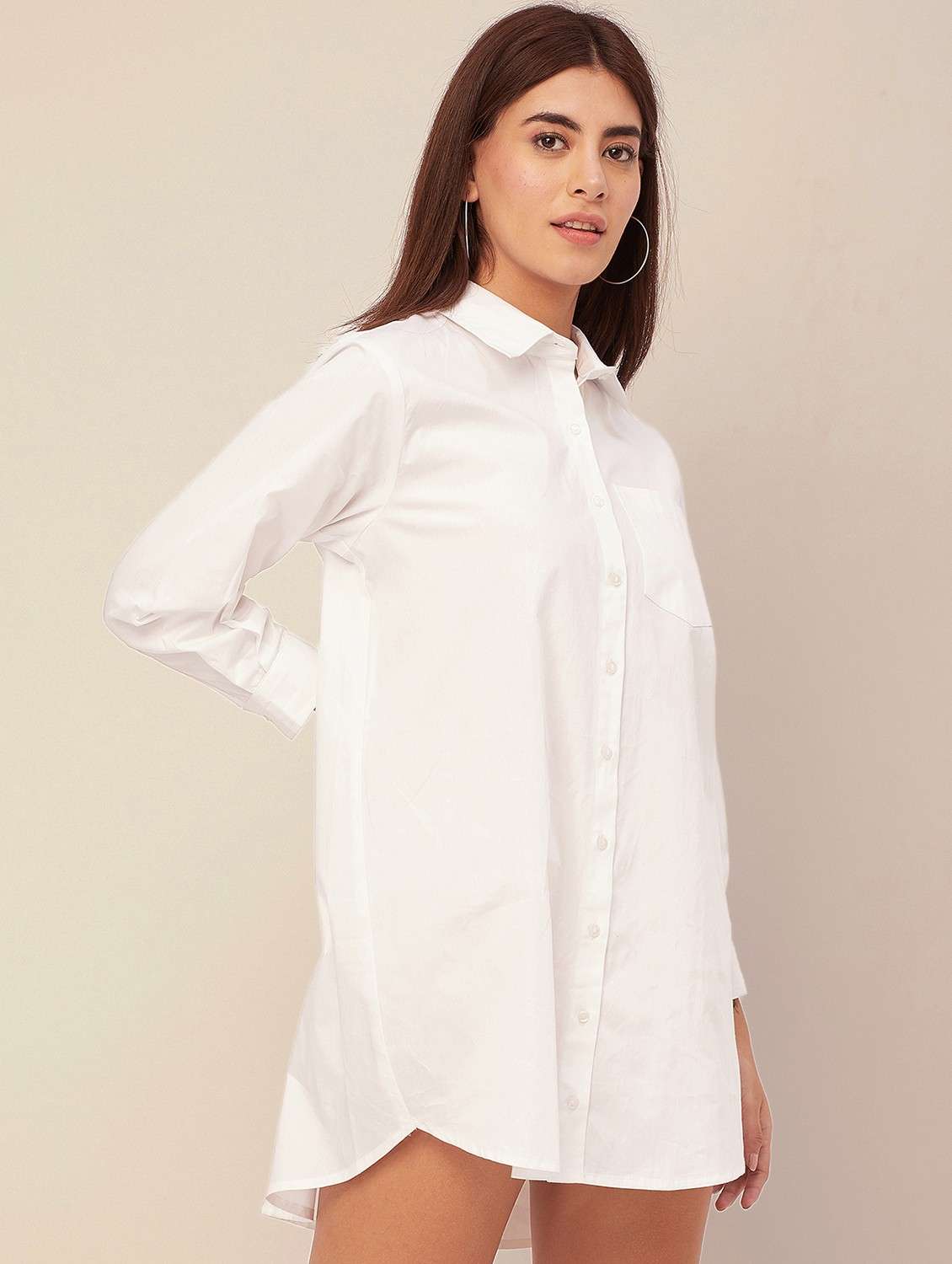 white solid shirt dress - 20473254 -  Standard Image - 2